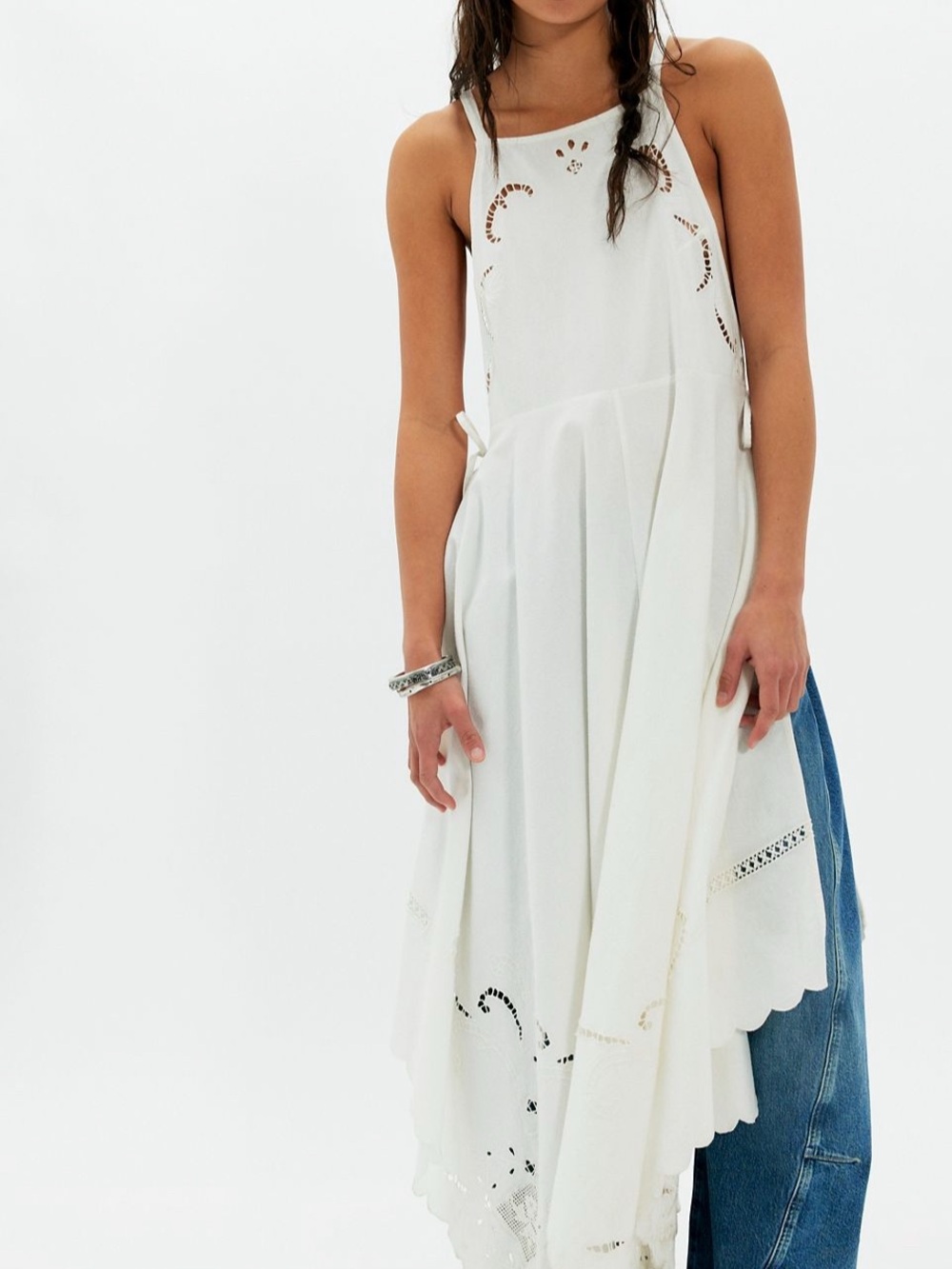 Free People White Eyelet Halter Tunic Dress